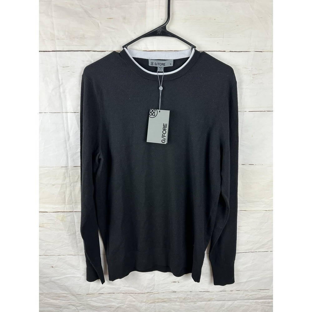 G/FORE Mens Small Merino Wool Blend Crewneck Sweater Black New $325 Golf